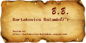 Bartakovics Balambér névjegykártya